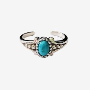 .925 Rhodium Plated Turquoise Adjustable Toe Ring